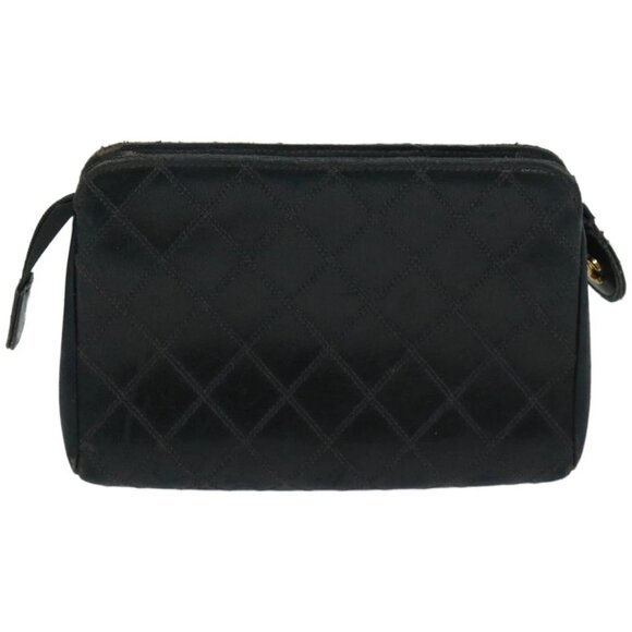 CHANEL Bicolole Pouch Leather Black CC Auth - Picture 1 of 16